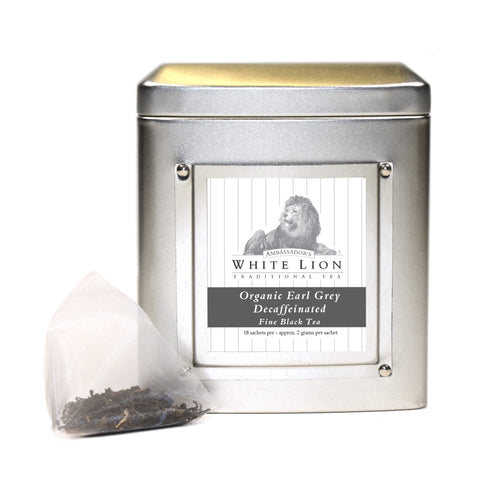 Image of White Lion Organic Earl Grey Decaf Tea Tin 18 Ct.