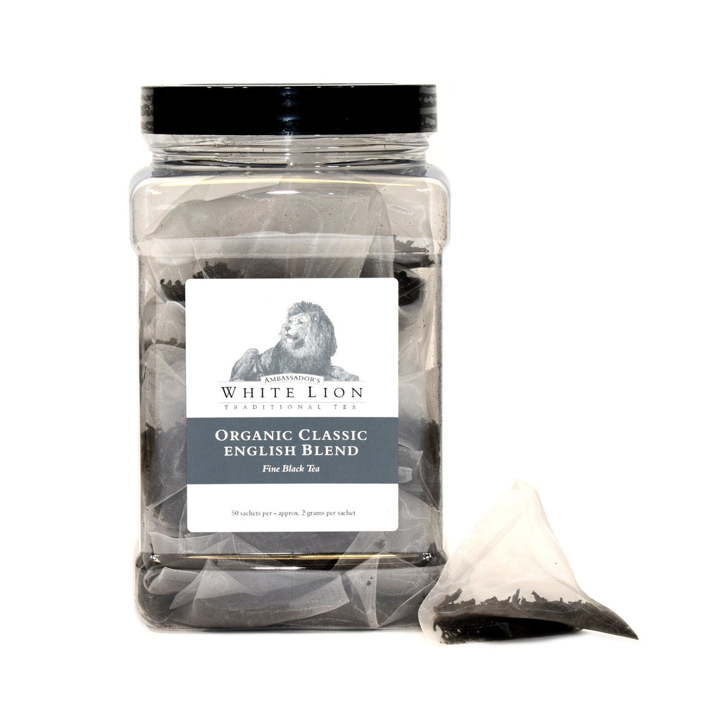 White Lion Organic Classic English Blend Tea Canister 50 Ct.