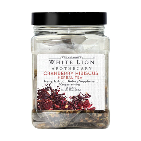 Image of Tea & Snacks Cranberry Hibiscus Hemp Extract-infused Tea Bulk Sachet,  25 Count Canister
